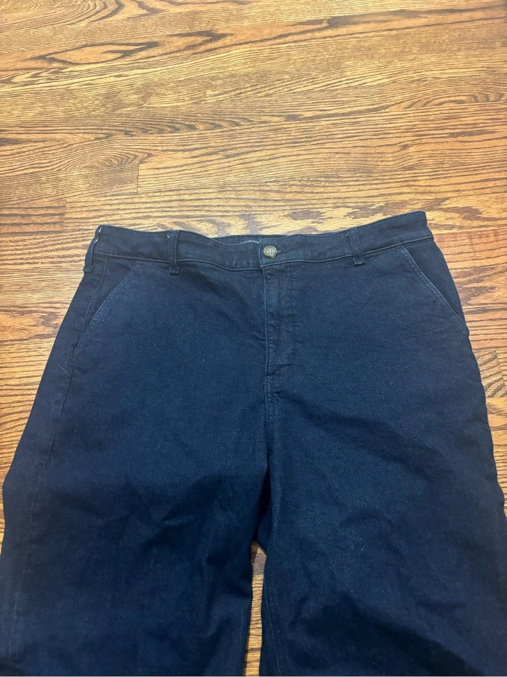 J. Crew The Denim Trouser Jean In High Rise Dark Wash Wide Leg Size 32 Petite